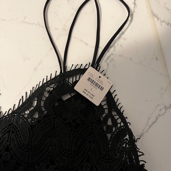 Anthropologie The Viviette Black Lace Bodysuit Size Large NWT $88 snap crotch - Picture 7 of 8